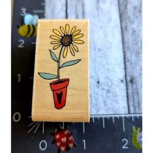 Rubber Stampede Sunflower Pot A2550C Rubber Stamp Wood #C18